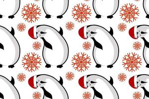 padrão perfeito de natal com pinguim fofo kawaii, personagem de desenho animado usando um chapéu e cachecol, texturas para têxteis, scrapbook, papel de embrulho, vetor de decoração de ano novo.