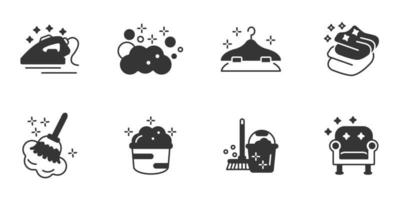 conjunto de ícones de limpeza de casa. elementos do vetor de símbolo de pacote de limpeza de casa para web infográfico