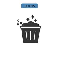 ícones de cesto de roupa suja simbolizam elementos vetoriais para infográfico web vetor