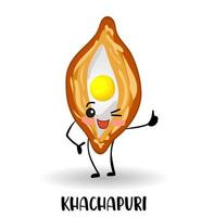 khachapuri. personagem em um fundo branco isolado. cozinha georgiana. pão de ovo e queijo vetor