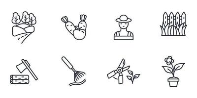 conjunto de ícones de jardinagem. elementos de vetor de símbolo de pacote de jardinagem para web infográfico