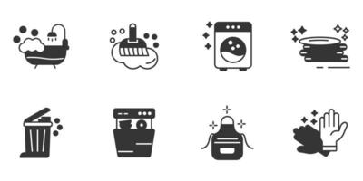 conjunto de ícones de limpeza de casa. elementos do vetor de símbolo de pacote de limpeza de casa para web infográfico