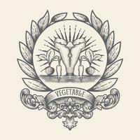 logotipo vegetal com estilo vintage vetor