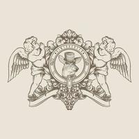 logotipo vintage de veado e anjo vetor