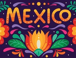 letras e flores do méxico vetor