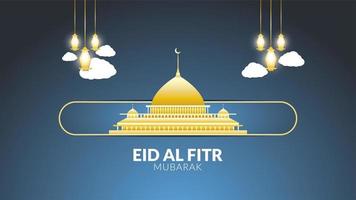 mesquita dourada de eid al-fitr vetor