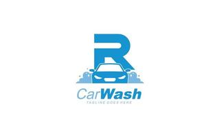 r logo carwash para identidade. ilustração vetorial de modelo de carro para sua marca. vetor