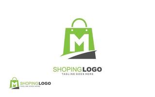 m logo onlineshop para empresa de branding. ilustração vetorial de modelo de bolsa para sua marca. vetor