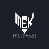 design de logotipo de carta mek em fundo preto. conceito de logotipo de letra de letras de lápis de monograma criativo mek. mek design de logotipo de vetor abstrato plano moderno exclusivo.