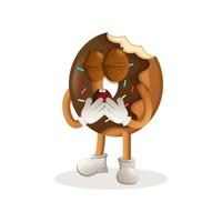 mascote de donut fofo com expressão entediada vetor