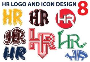 pacote de modelo de design de logotipo e ícone de letra hr vetor