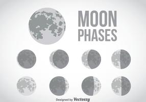 Lua Fase Ícones Cinzentos Vector