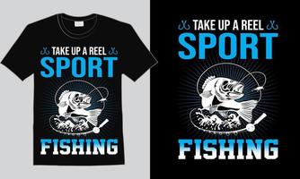 incrível pacote de design de camiseta de pesca vetor