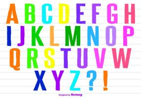 Conjunto de alfabeto de vetores de estilo colorido pintado a mão