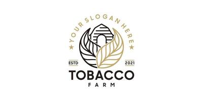 logotipo da fazenda de tabaco vintage com estilo de arte de linha, referência de logotipo vetor