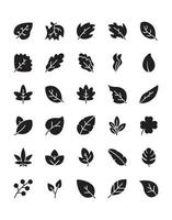 conjunto de ícones de folha 30 isolado no fundo branco vetor