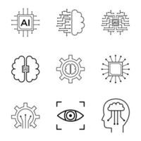 conjunto de design de vetor de ícone de inteligência artificial