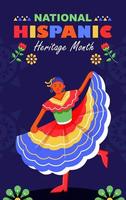 mês do patrimônio hispânico nacional, dança das mulheres latinas. adequado para eventos vetor