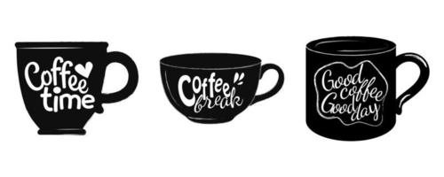 conjunto de emblema de gráficos de citações de café vetor