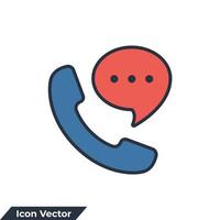 ligue para ilustração em vetor logotipo ícone. aparelho de telefone com modelo de símbolo de bolha de fala para coleção de design gráfico e web