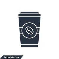 ilustração em vetor café ícone logotipo. copo descartável com steas de gostosura saindo, fazendo modelo de símbolo de café para coleção de design gráfico e web