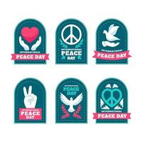 conjunto de adesivos do dia mundial da paz vetor