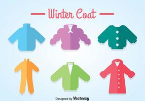 Ícones coloridos de casaco de inverno