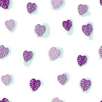 ilustração em vetor de moda violeta monstera deixa padrão sem emenda com contorno doodle.
