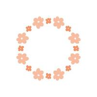 guirlanda floral com lindas margaridas rosa isoladas no fundo branco. moldura redonda com flores. ilustração vetorial desenhada à mão. perfeito para cartões, convites, decorações, logotipo, vários designs. vetor