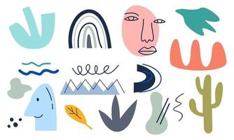 doodle moderno na moda e ilustração vetorial de ícones abstratos da natureza vetor