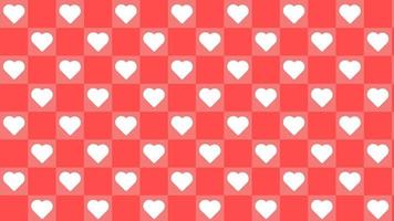 damas vermelhos pequenos bonitos, guingão, xadrez, tabuleiro de damas com ilustração de fundo de coração branco bonitinho, perfeito para banner, papel de parede, pano de fundo, cartão postal, plano de fundo vetor