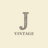 letra j design de vetor de logotipo de decoração vintage