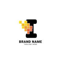 letra i design de logotipo de vetor de tecnologia gradiente moderna de pixel digital