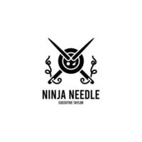 design de vetor de logotipo de ilustração de alfaiate retrô de agulha ninja