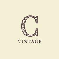 letra c design de vetor de logotipo de decoração vintage