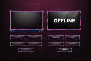 painel de tela de jogos feminino com cores rosa e escuras. decoração de sobreposição de streaming online com formas abstratas. design de sobreposição de transmissão ao vivo com formas e botões futuristas. sobreposição de transmissão. vetor