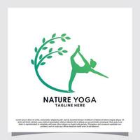 vetor premium de design de logotipo de ioga de natureza