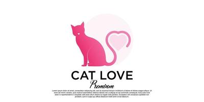 design de logotipo de amor de gato com vetor premium de estilo único criativo