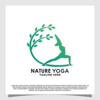 vetor premium de design de logotipo de ioga de natureza