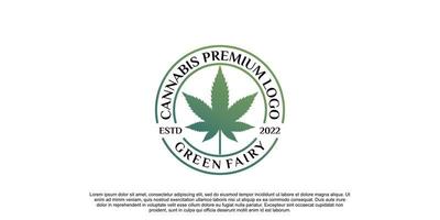 design de logotipo de fada verde cannabis com vetor premium de conceito criativo