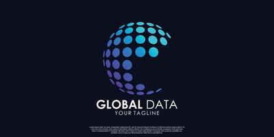 vetor premium de design de logotipo de dados globais