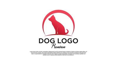 design de logotipo de cachorro com vetor premium de estilo único criativo