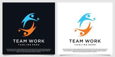 design de logotipo de trabalho em equipe com conceito criativo premium vector parte 1