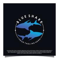 vetor premium de design de logotipo de conceito de tubarão azul