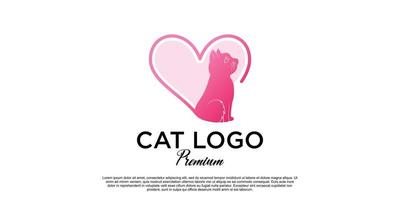 design de logotipo de gato com vetor premium de estilo único criativo