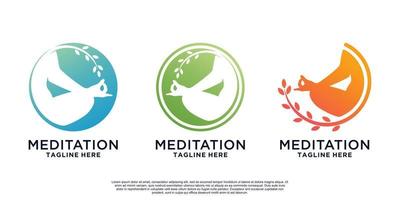 vetor premium de design de logotipo de vida de meditação