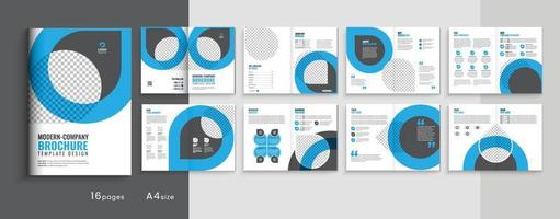 perfil da empresa a4 design de layout de modelo de brochura de negócios de várias páginas, design de brochura de perfil de negócios de 16 páginas, modelo moderno totalmente editável de brochura de duas dobras vetor