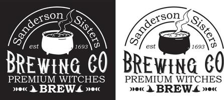 Sanderson Sisters Est. 1693 brewing Co. bruxas premium brew ilustração em fundo branco e preto vetor