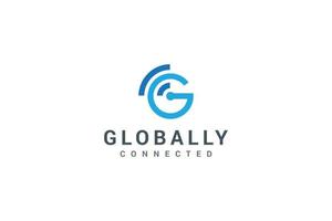 letra g logotipo de conexão de rede global simples vetor
