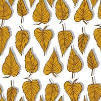 folhas amareladas caídas sazonais de outono padrão vetorial sem costura para tecidos, estampas, embalagens e cartões vetor